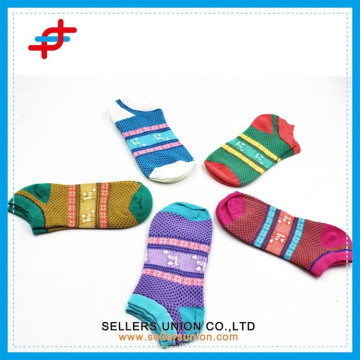 summer fashion new design bright colour stripe knitted ankle socks